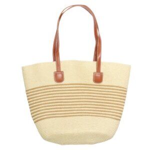 Striped Patterned Straw Woven Bag